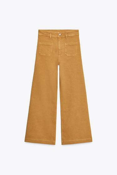 JEANS ZW COLLECTION WIDE LEG TIRO ALTO - Caramelo de Zara