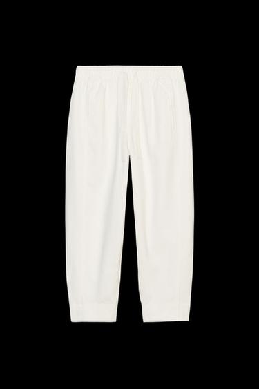COTTON TROUSERS WITH ELASTICATED WAIST - Oyster-white by Zara - Image 0