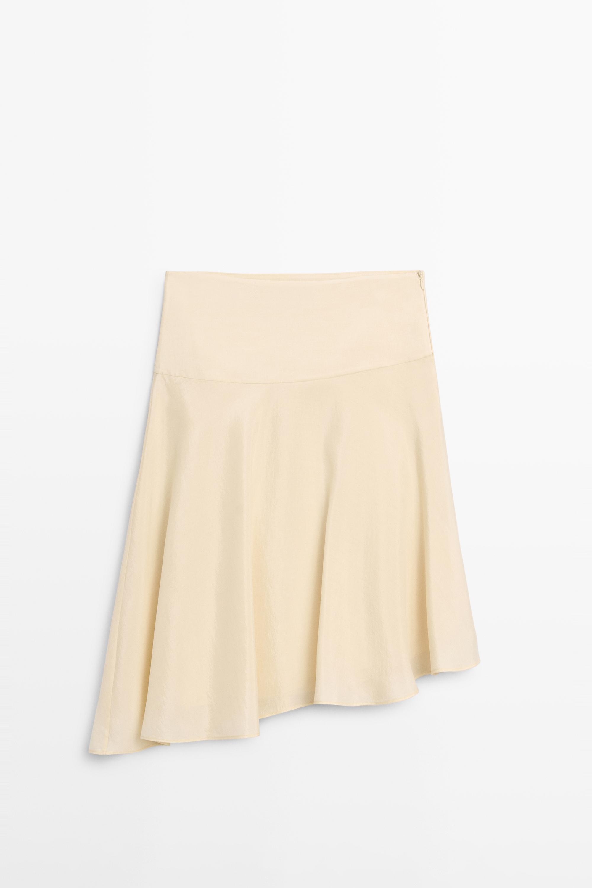 Flowing asymmetric midi skirt