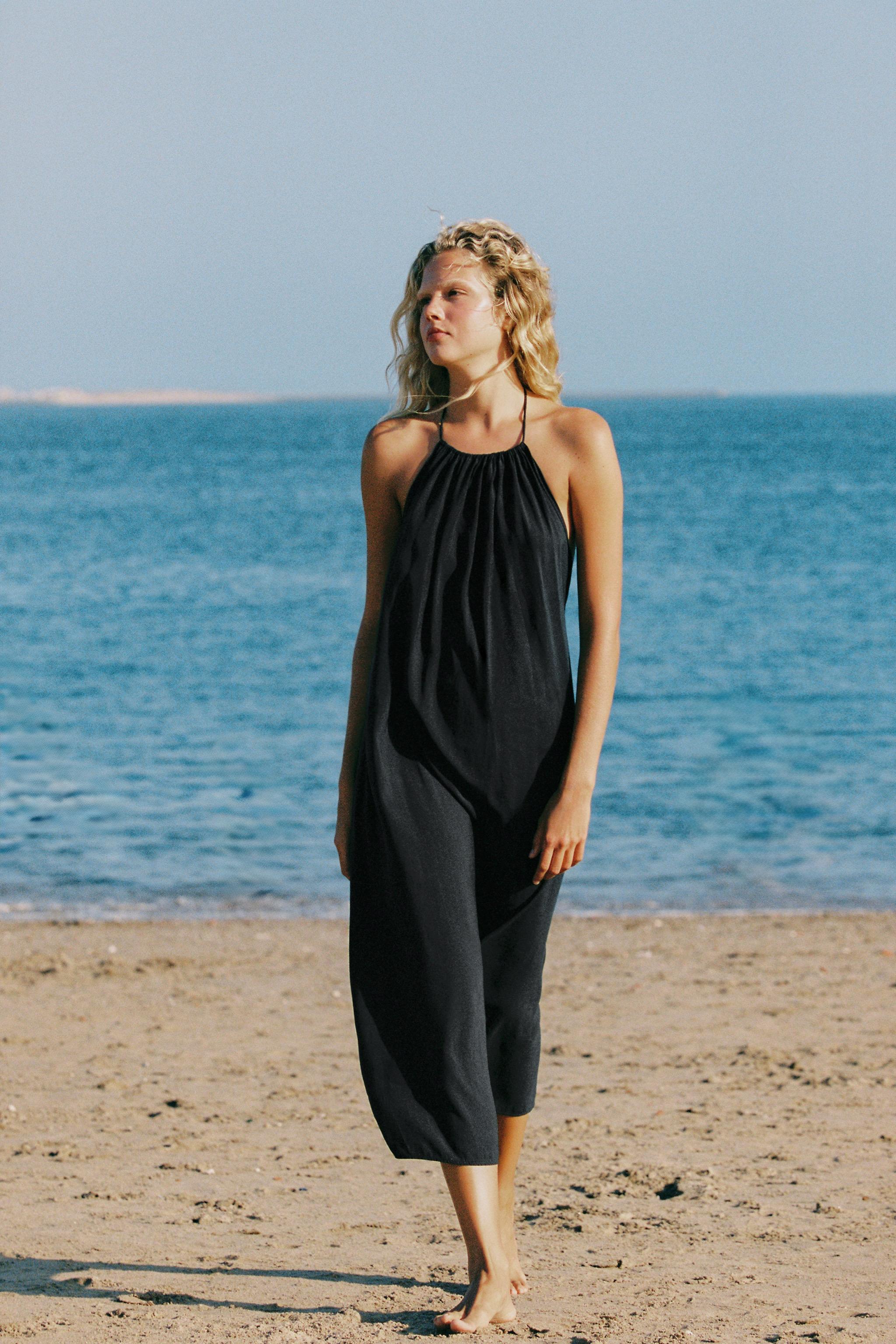 Zara Halter Yaka Dökümlü Elbise görsel 4
