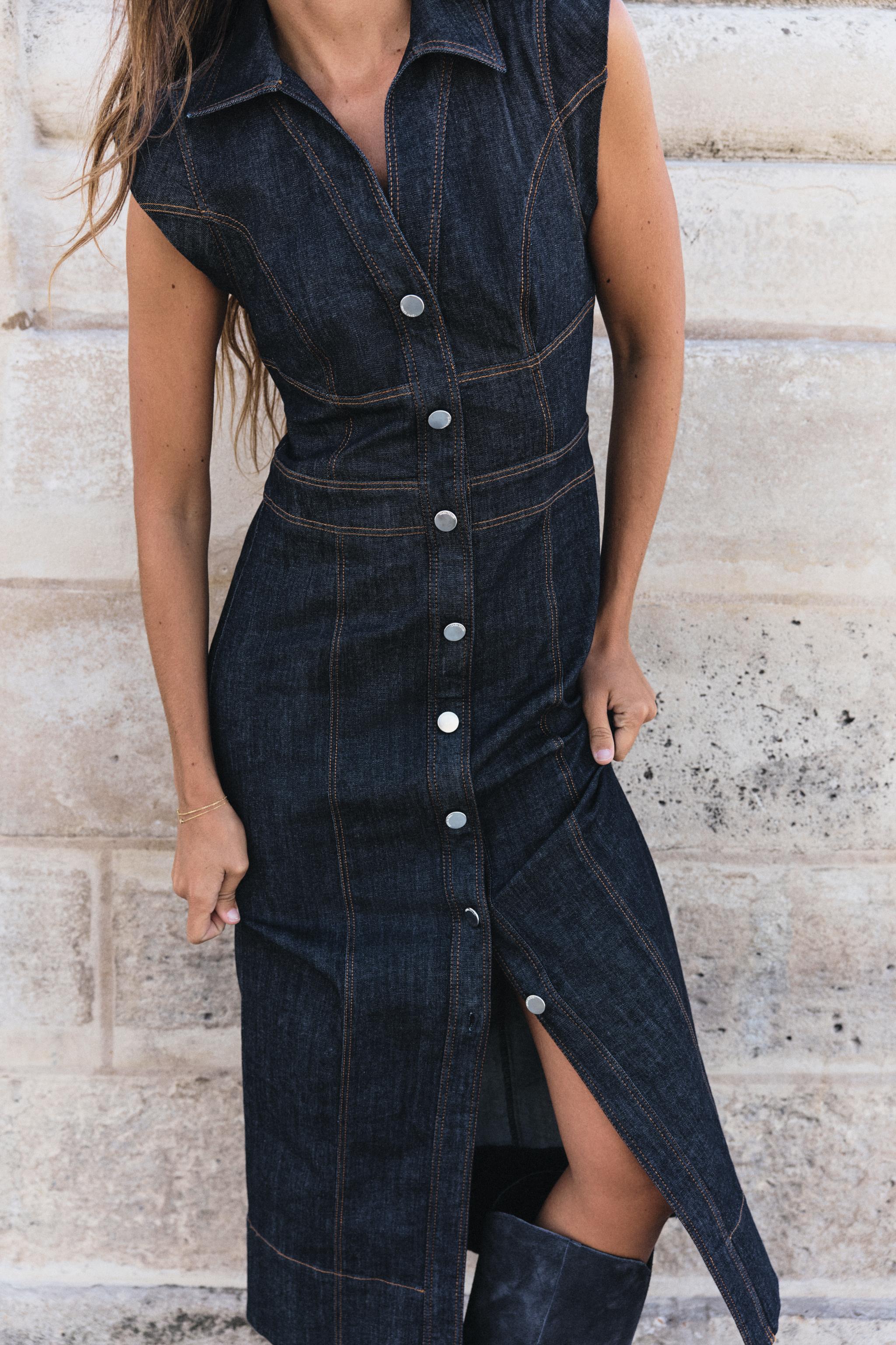 Zara Z1975 MİDİ DENIM ELBİSE görsel 4