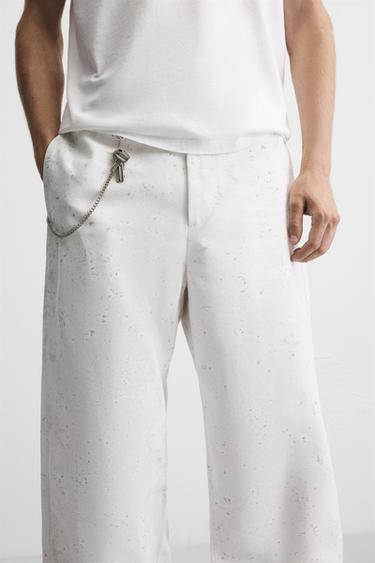 PANTALON COUPE LARGE IMPRIMÉ ABSTRAIT - Blanc de Zara - Image 4