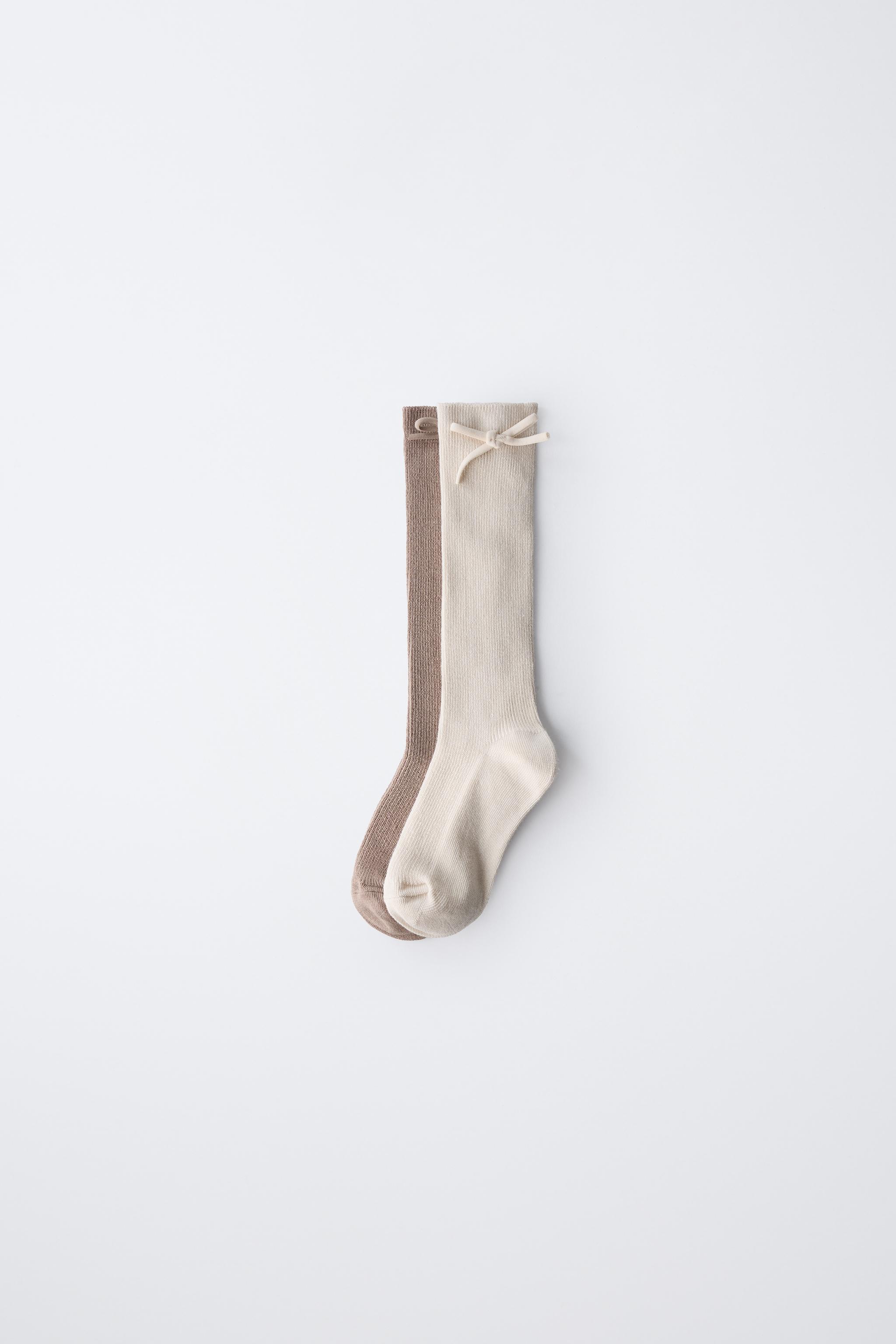 LOT DE DEUX PAIRES CHAUSSETTES HAUTES DÉCOR NOEUD