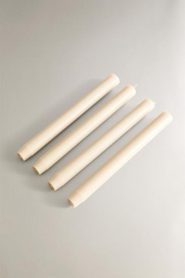 SET OF DECORATIVE CYLINDRICAL LONG TAPER CANDLES (SET OF 4) — Cream 2