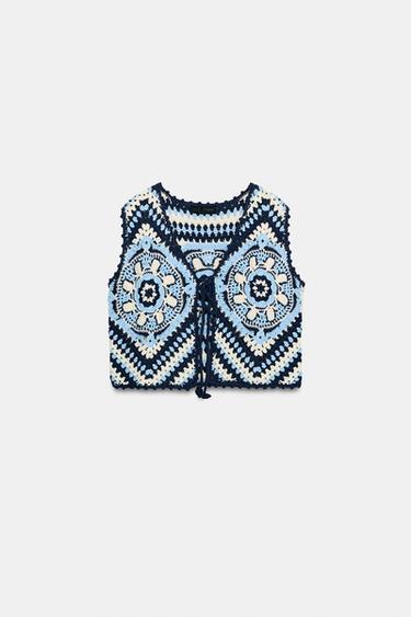 CROCHET KNIT VEST - Multicoloured by Zara - Image 6