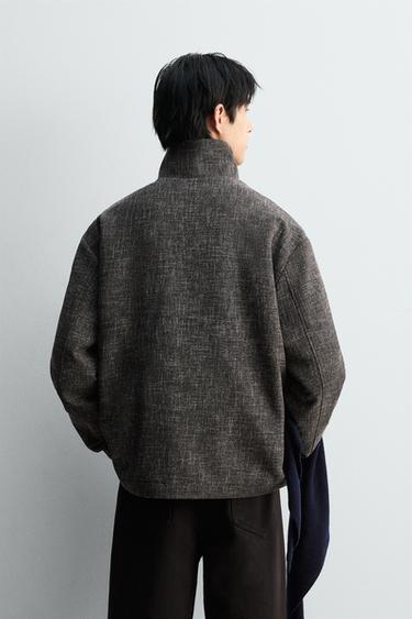 RELAXED FIT TEXTURED OVERSHIRT - Brown by Zara