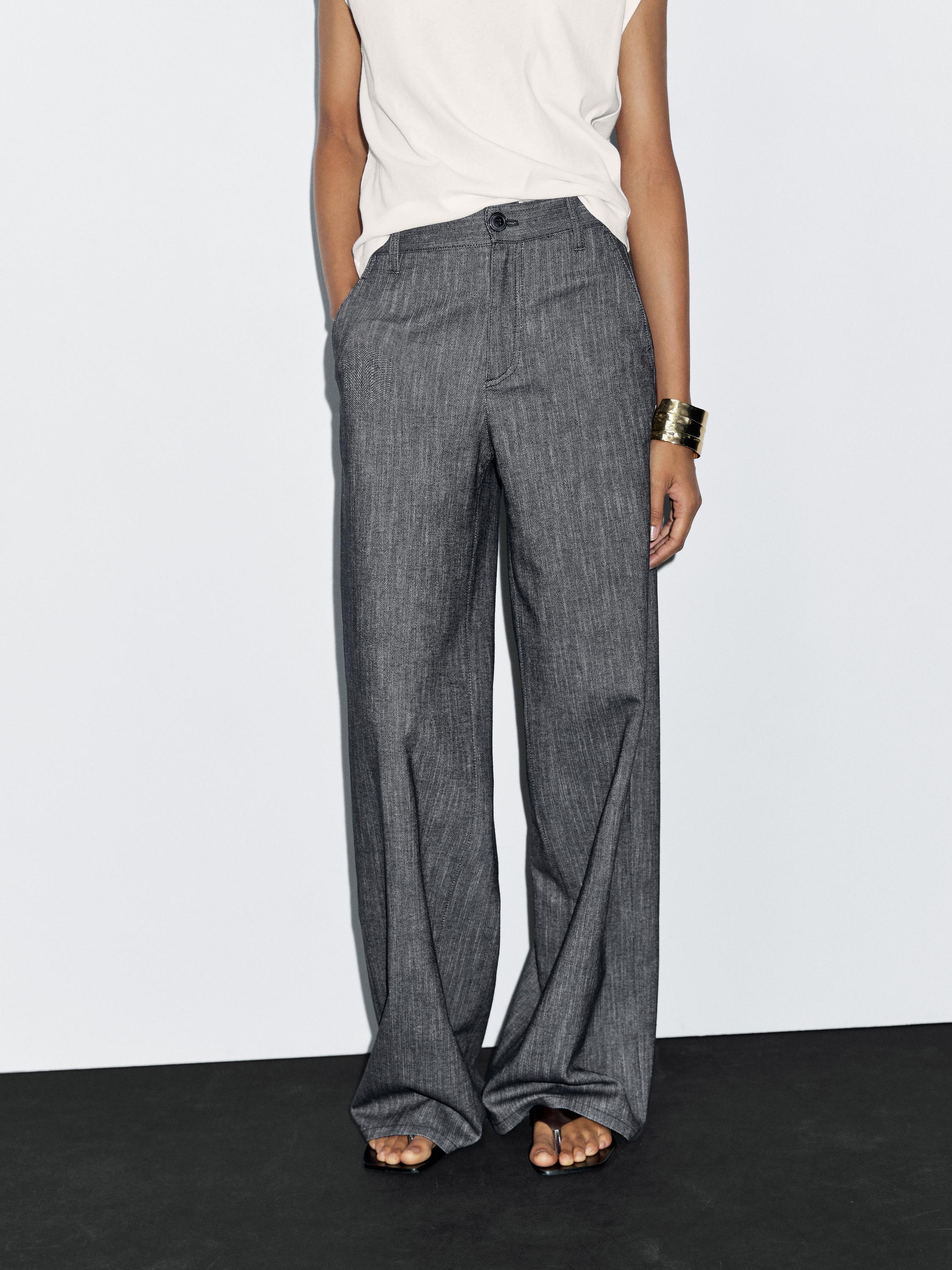 Mid-rise wide-leg trousers