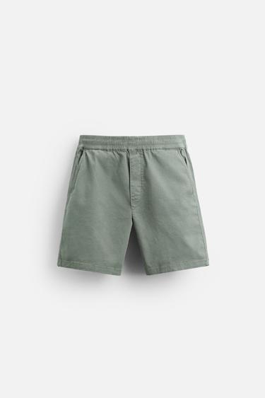 Zara JOGGER WAIST SHORTS - Khaki