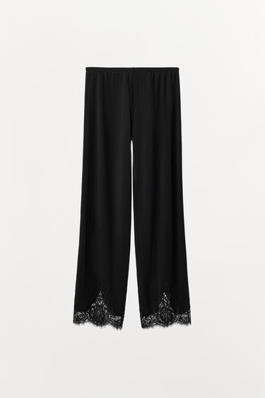 PANTALON POINTELLE AVEC DENTELLE - Noir de Zara - Image 2