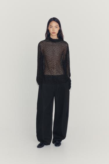 ZW COLLECTION SKJORTE MED PERLER - Sort fra Zara