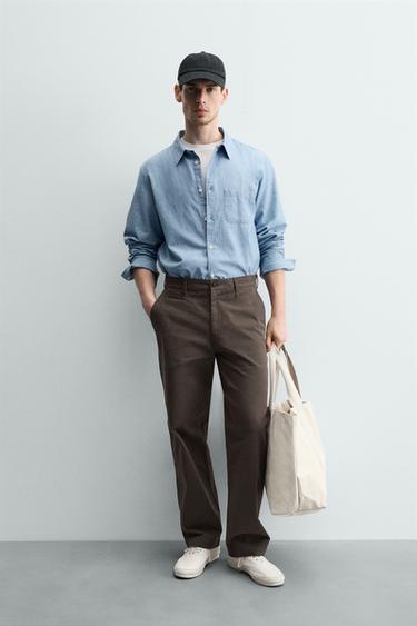 PANTALÓN CHINO STRAIGHT FIT - Marrón de Zara - Imagen 0