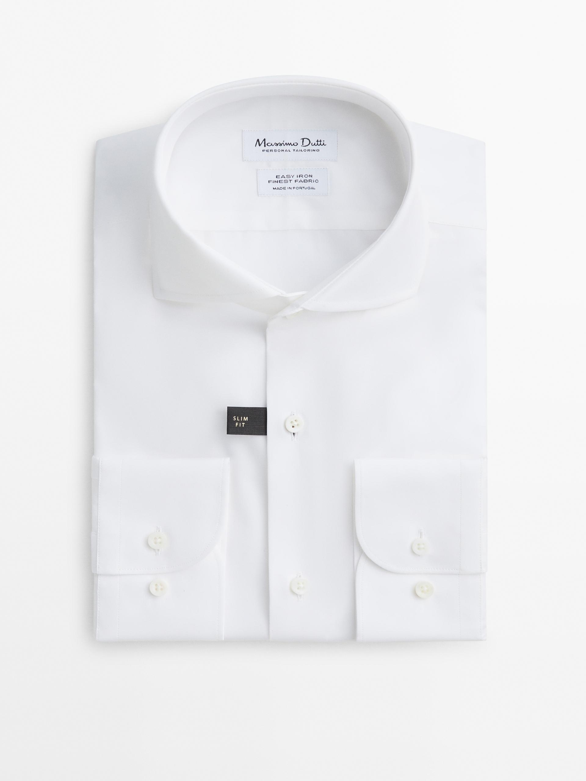 Porto Filo Men's Button Up White Slim Fit Dress Shirt