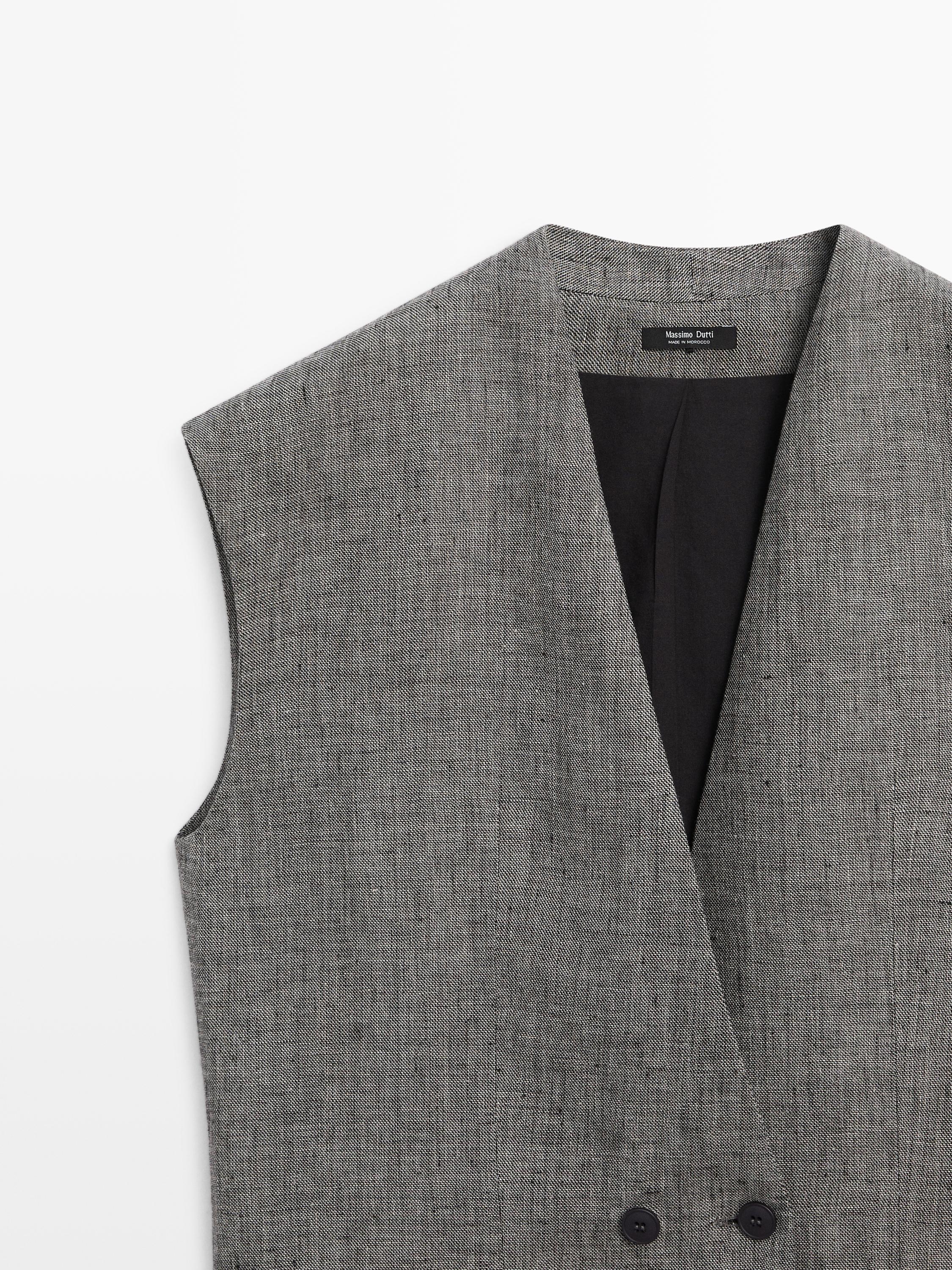 Gilet à épaules marquées en lin
