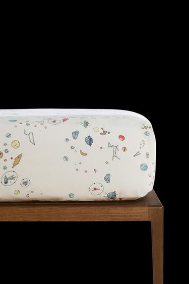 Zara CHILDREN’S SPACE FITTED SHEET - Ecru / Blue - Image 0