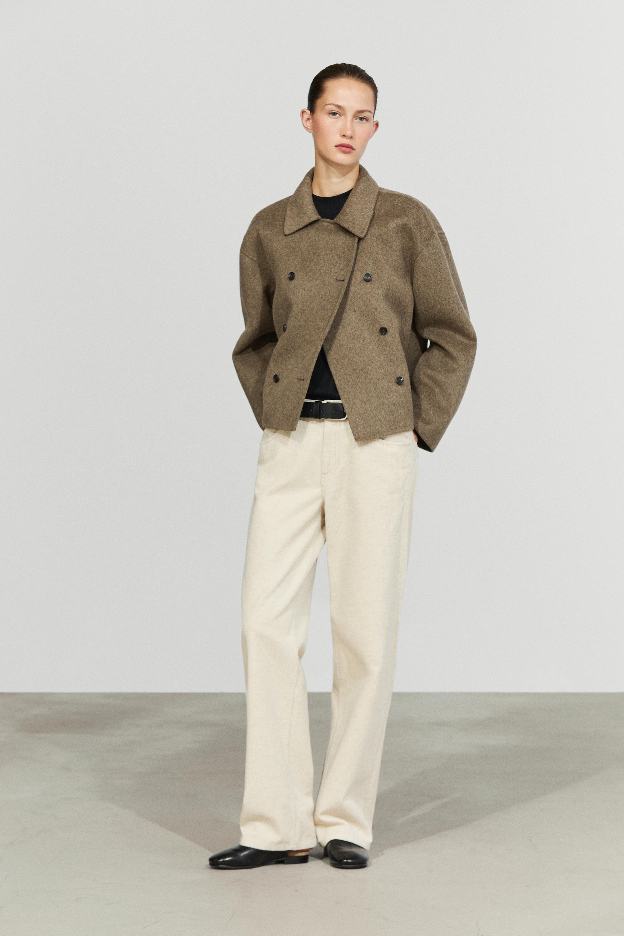 Short wool-blend trench coat