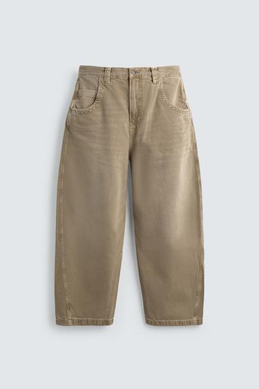RELAXED FIT JEANS WITH TWISTED SEAM - Sand by Zara