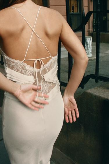 LONG GEORGETTE DRESS WITH RUFFLES - Ecru by Zara - Image 2