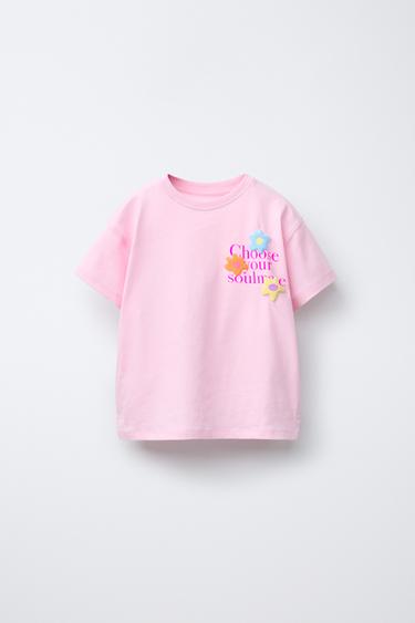 Zaras T-SHIRT MED RELIEFTRYCK - Rosa - Bild 0