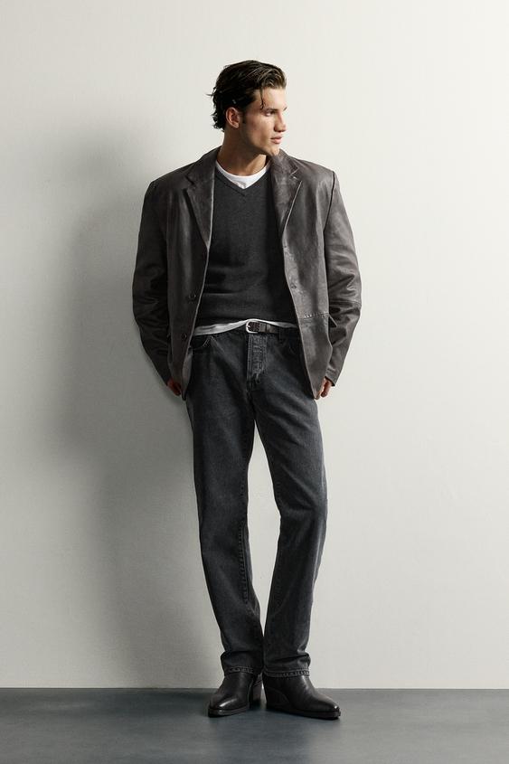 JEANS SLIM STRAIGHT FIT TIRO BAJO - Gris de Zara - Imagen 0