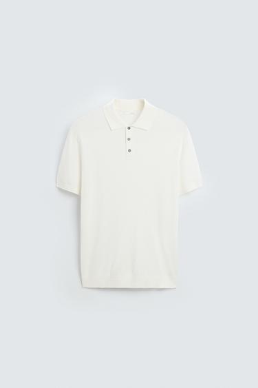 POLO DE TRICÔ MISTURA VISCOSE - Branco-marfim da Zara