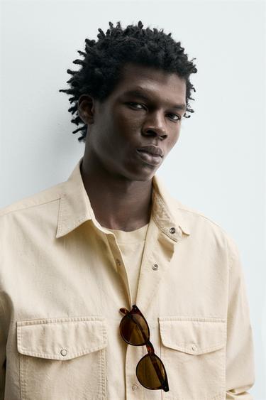 CHEMISE REGULAR FIT EN COTON TEXTURÉ - Écru de Zara - Image 5