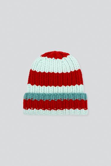 GORRO PUNTO 100% LANA RAYAS - rayas de Zara