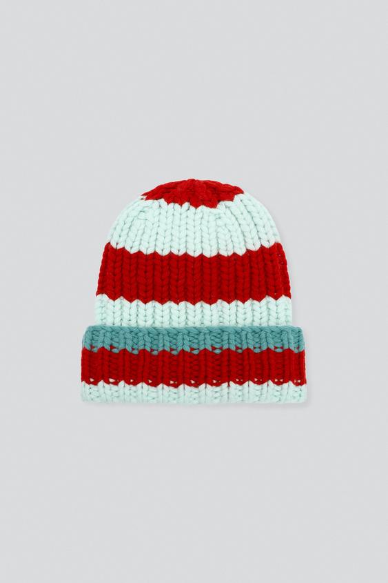 STRIPED 100% WOOL KNIT BEANIE - striped by Zara - Image 0
