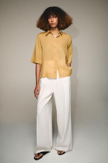 CAMISA CON RAMIO ZW COLLECTION - Curry de Zara - Imagen 0
