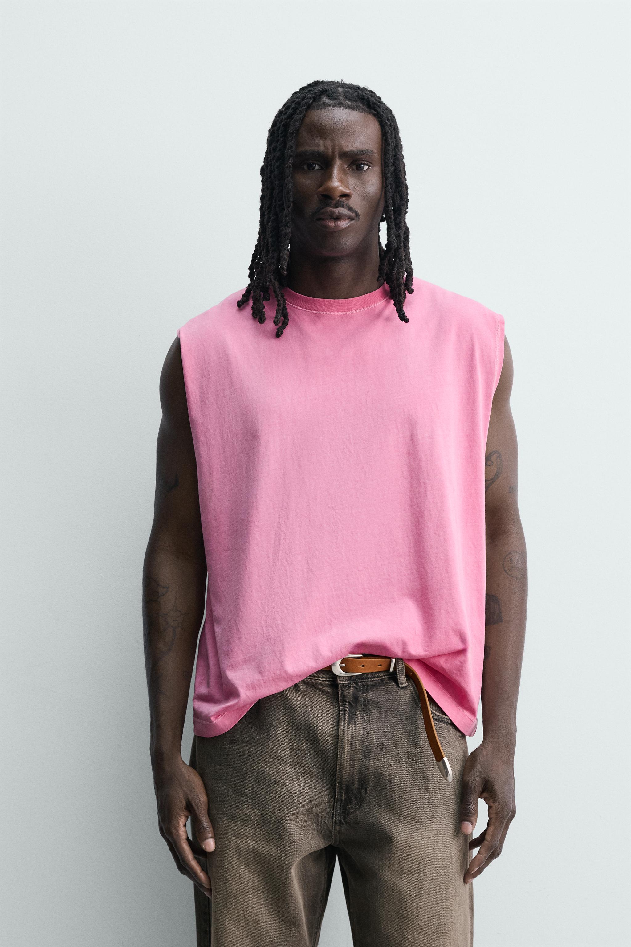 WASHED TANK TOP — Neon pink (alternate view)