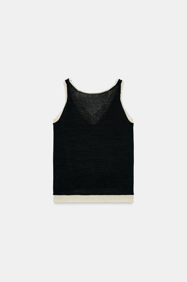 TOP EN MAILLE BIMATIÈRE - Noir de Zara - Image 7
