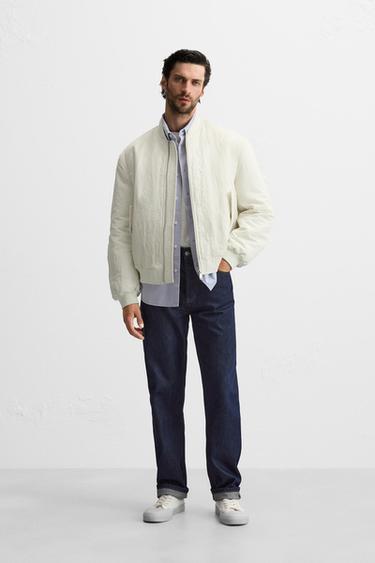 Zara PADDED BOMBER JACKET - Ecru - Image 0