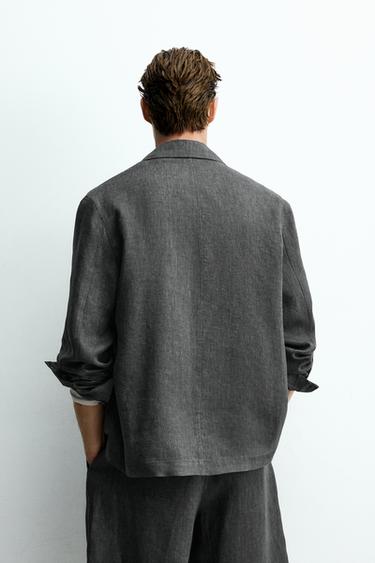 100% LINEN OVERSHIRT - Charcoal grey by Zara - Image 2