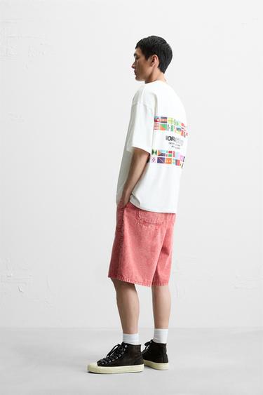 T-SHIRT IMPRIMÉ DRAPEAUX - Blanc cassé de Zara - Image 3