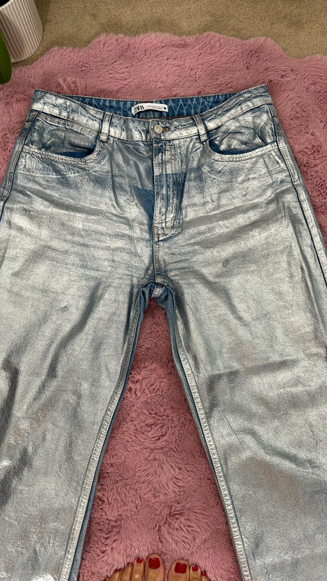 STRAIGHT MID-RISE METALLIC JEANS Z1975 - Image 2