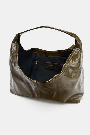 OVAL LEATHER HANDBAG - Green de Zara - Image 7