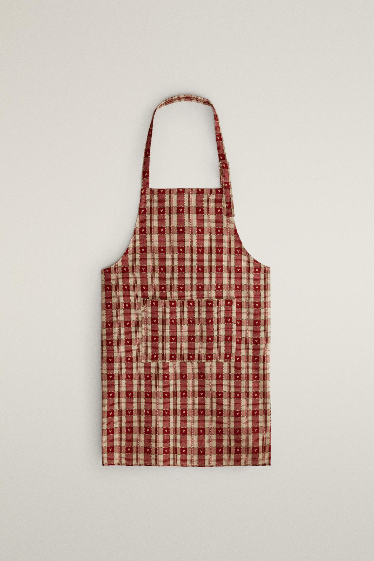 Женский топ Zara Christmas Heart Check Cotton Apron, цвет: Красный