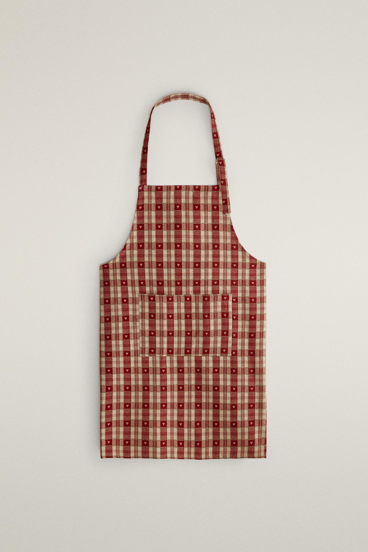 CHRISTMAS CHECK HEART COTTON APRON