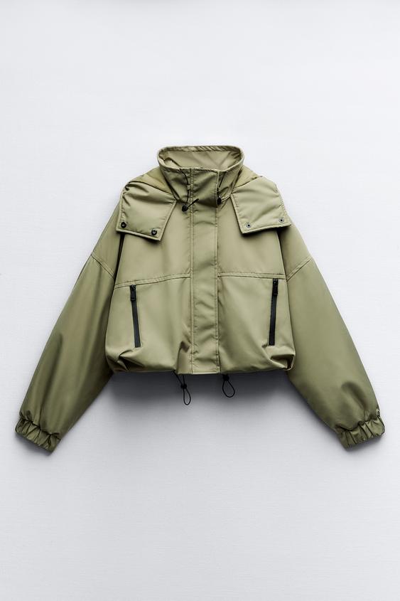 CROPPED HOODED JACKET Khaki ZARA Thailand