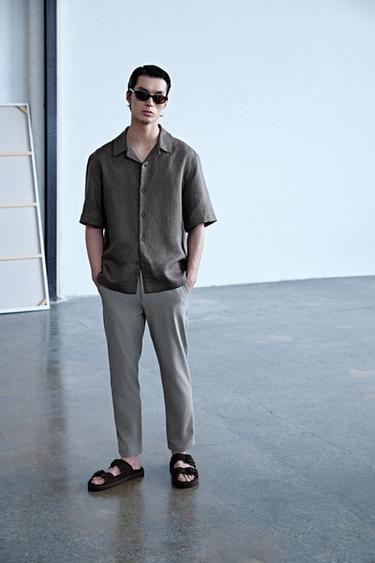 COMFORT TEXTURED CHINO TROUSERS - Light mink by Zara