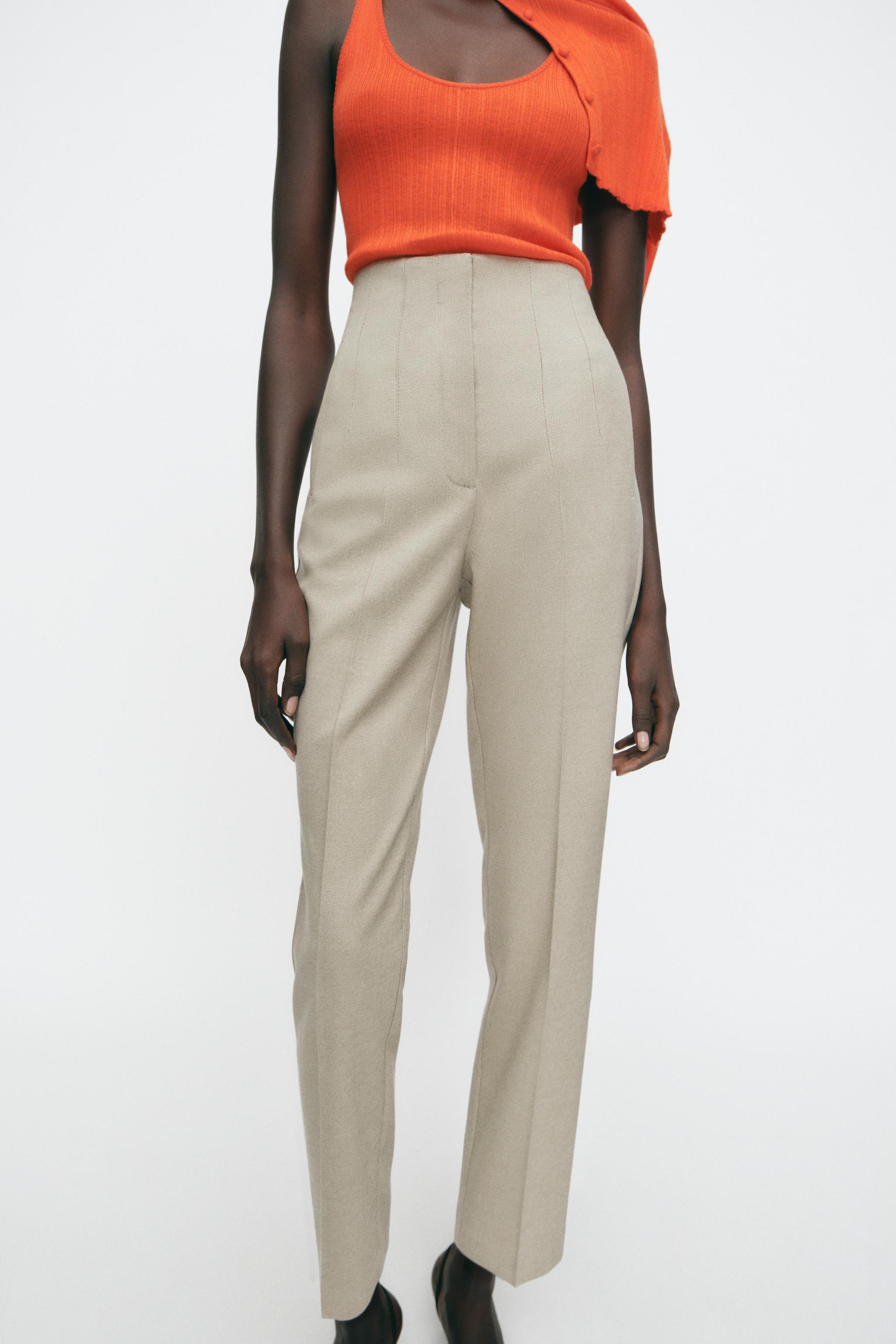 PANTS WITH A HIGH WAIST - Oyster-white | ZARA United States