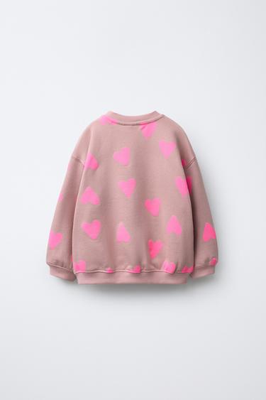HEART SWEATSHIRT - Beige-pink by Zara
