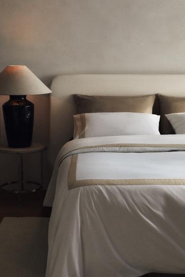 CAPA DE EDREDOM DE ALGODÃO COM BORDA - Branco da Zara