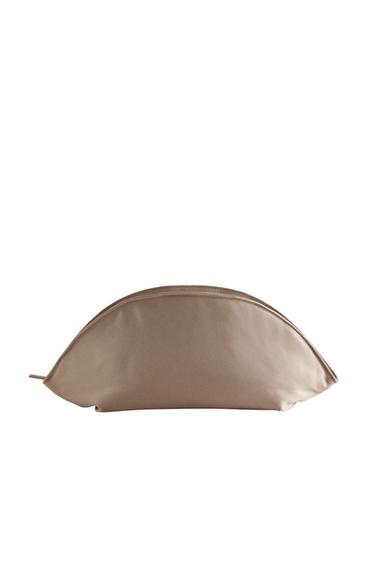 Zara CRESCENT SATEEN MAKEUP BAG - Toasted Brown
