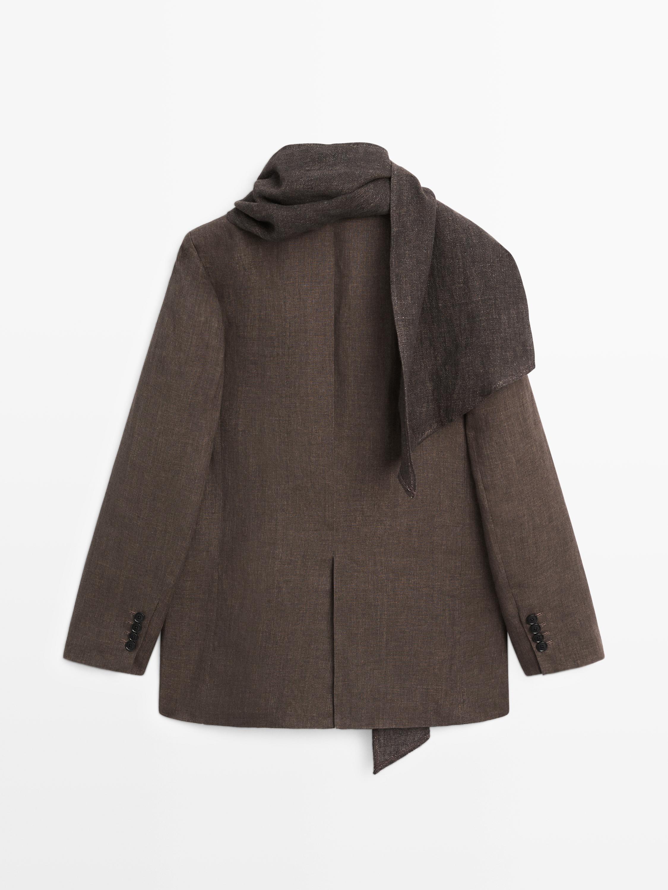 100% linen melange scarf blazer