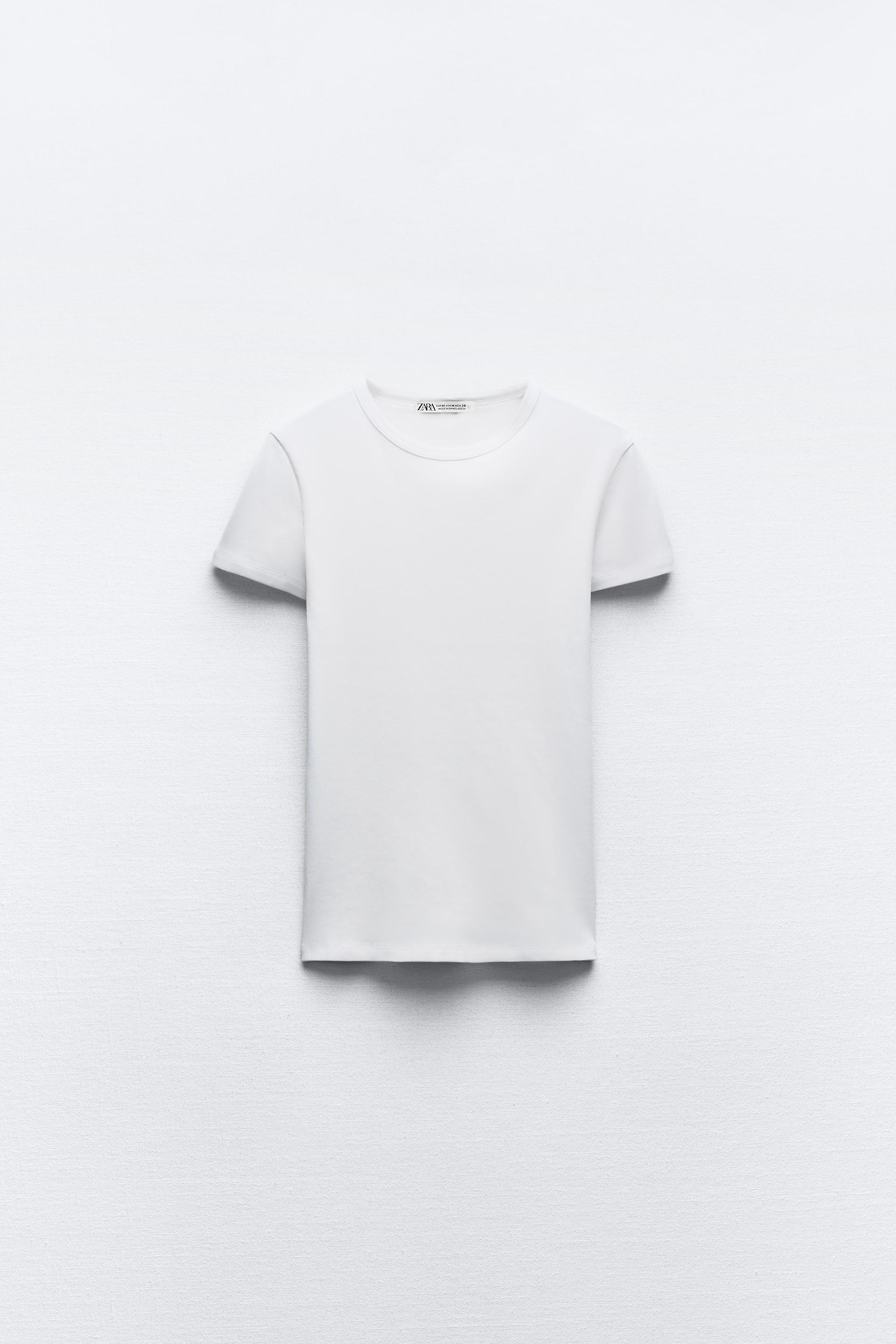 リブ ショートスリーブ Tシャツ - ホワイト | ZARA Japan / 日本