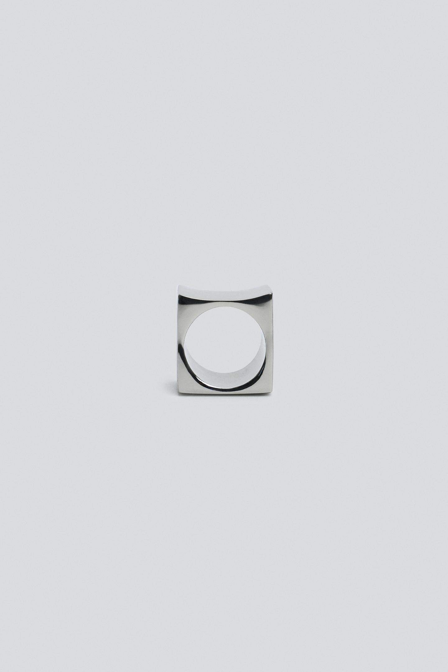 Женские кольца Zara 3-PACK OF Geometric Metal, цвет: Серебряный — фото 7