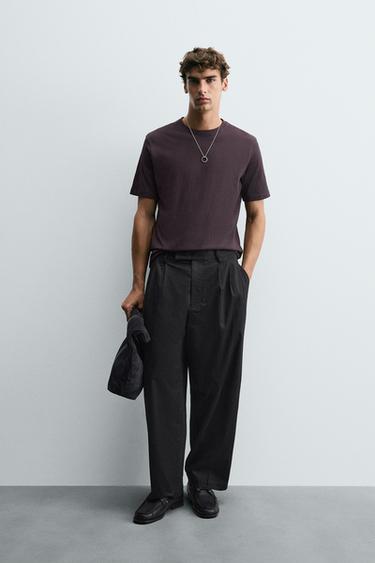 T-SHIRT MEDIUM WEIGHT BASIQUE - Aubergine foncé de Zara