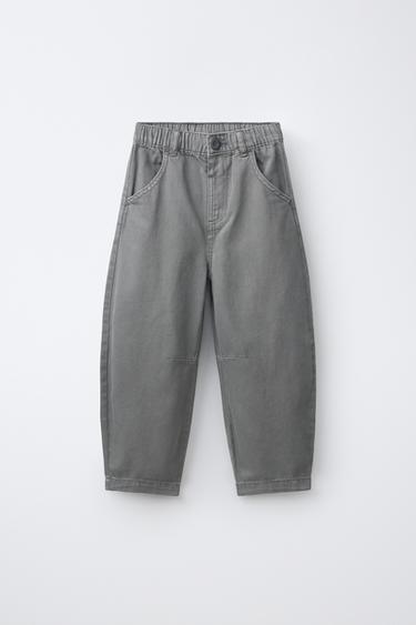 PANTALON BALLON EN SERGÉ FLUIDE - Gris / Naturel de Zara