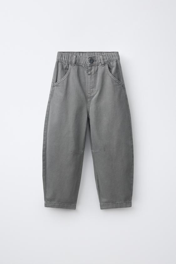 Zara FLOWY TWILL BALLOON PANTS - Gray / Natural - Image 0
