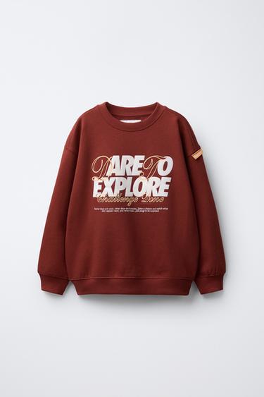 SWEAT INSCRIPTION FLOCK - brique foncée de Zara